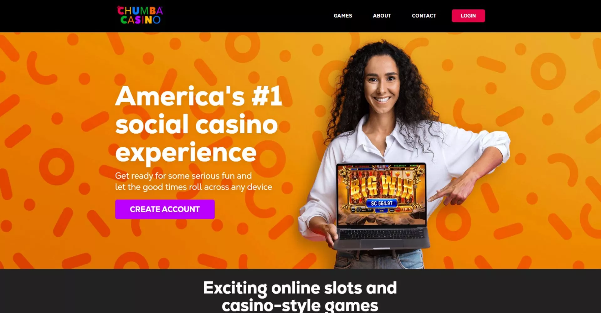 Screenshot of chumba casino landing page