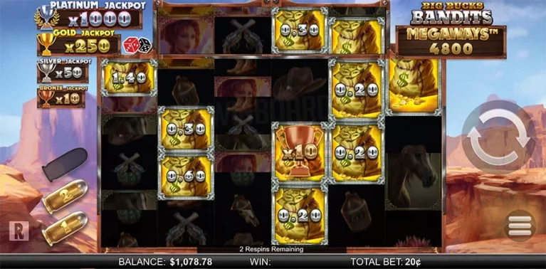 Screenshot of Big Bucks Bandits slot game