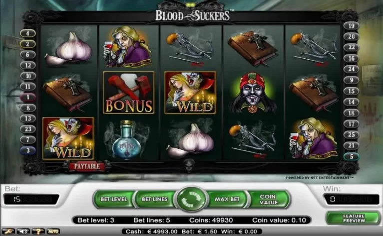 Screenshot of Blood Suckers slot game