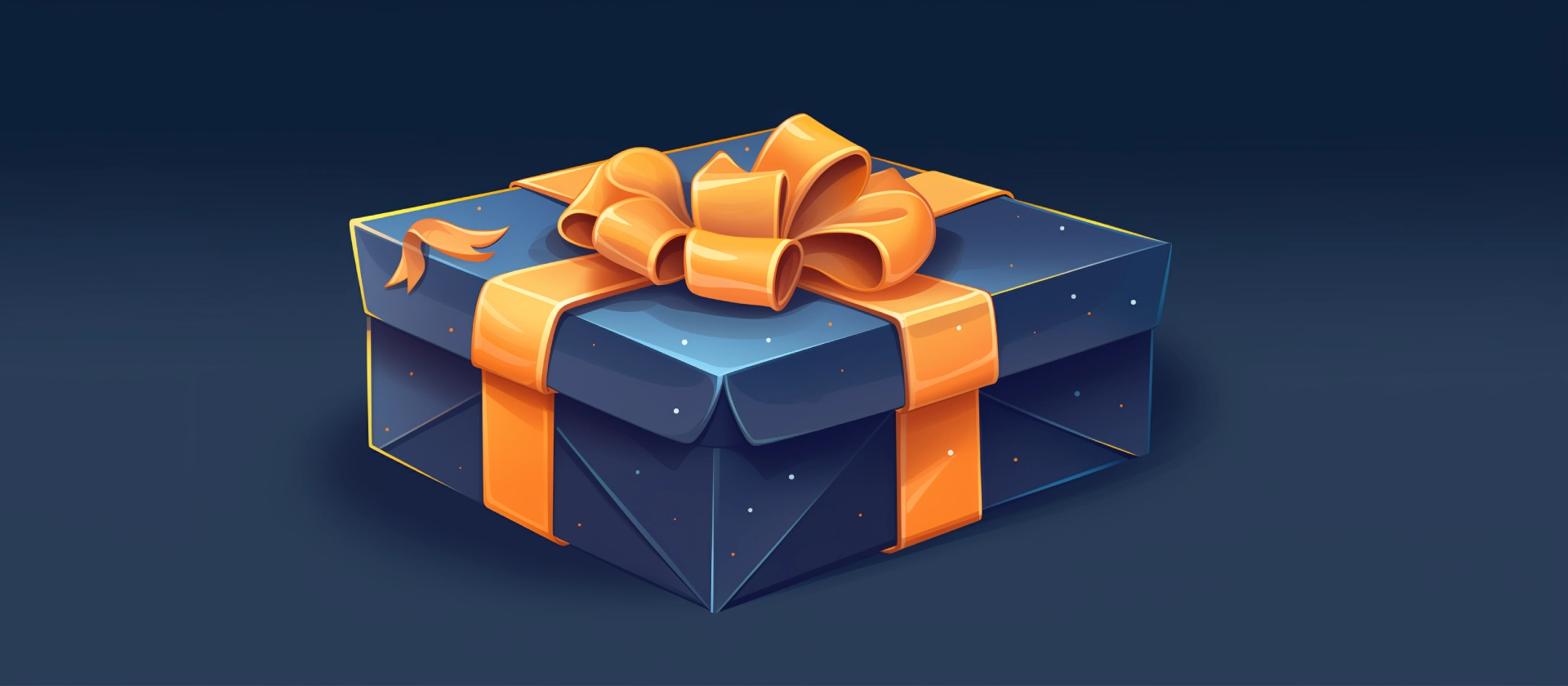 A wrapped gift in the colors of blue and orange