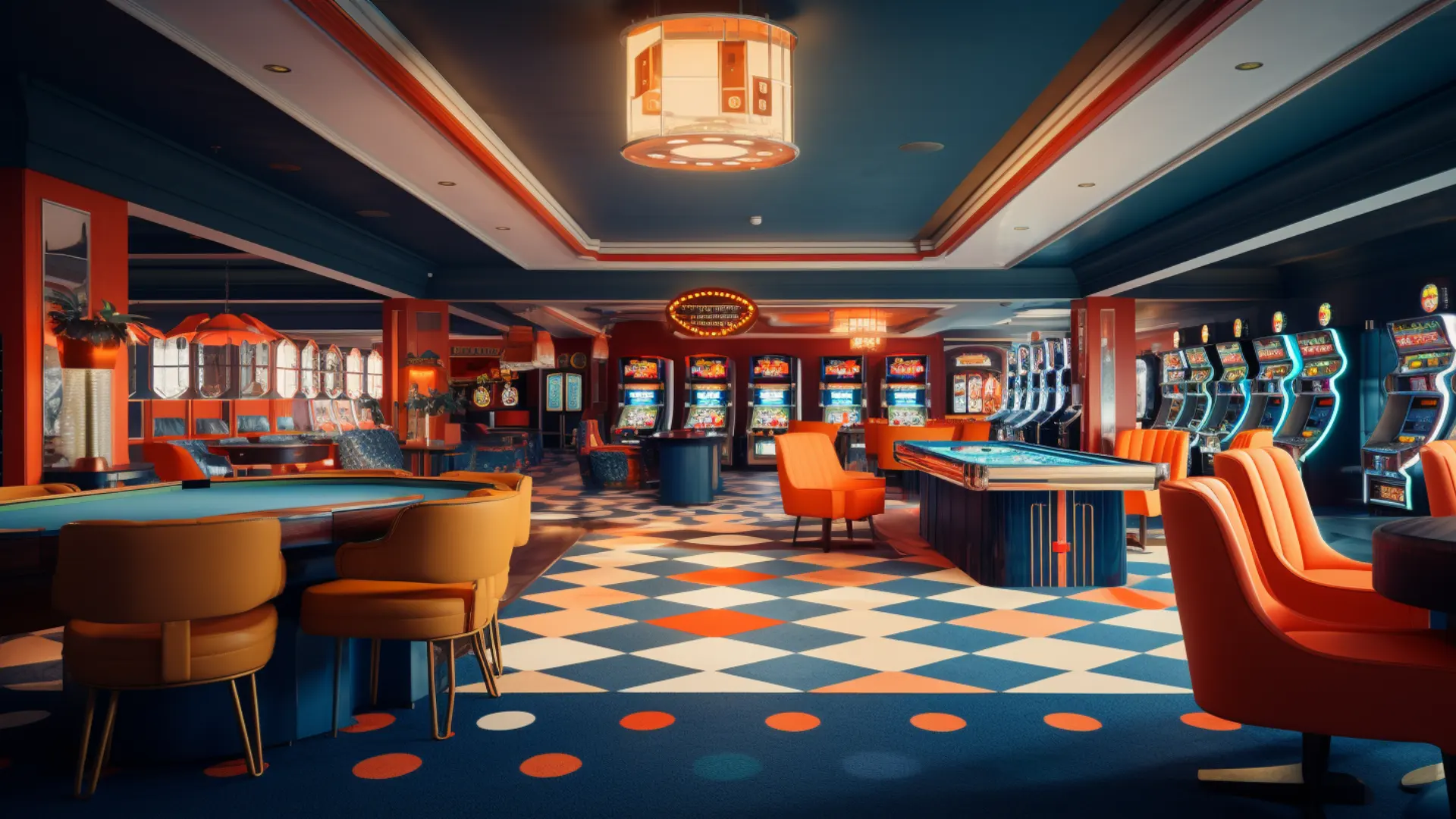 Casino with slots and a orange blue white theme