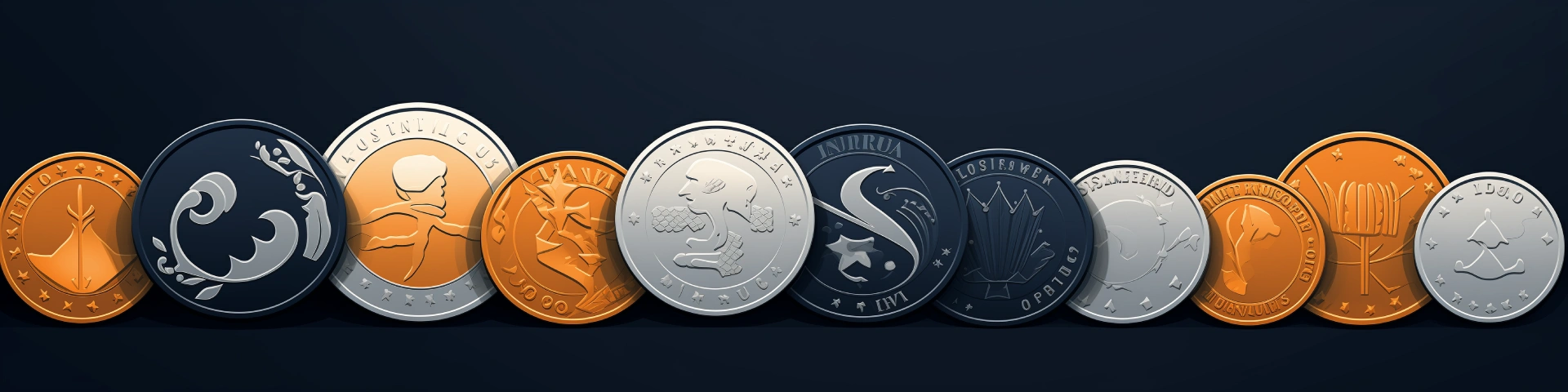 Coins and tokens in different shapes and looks