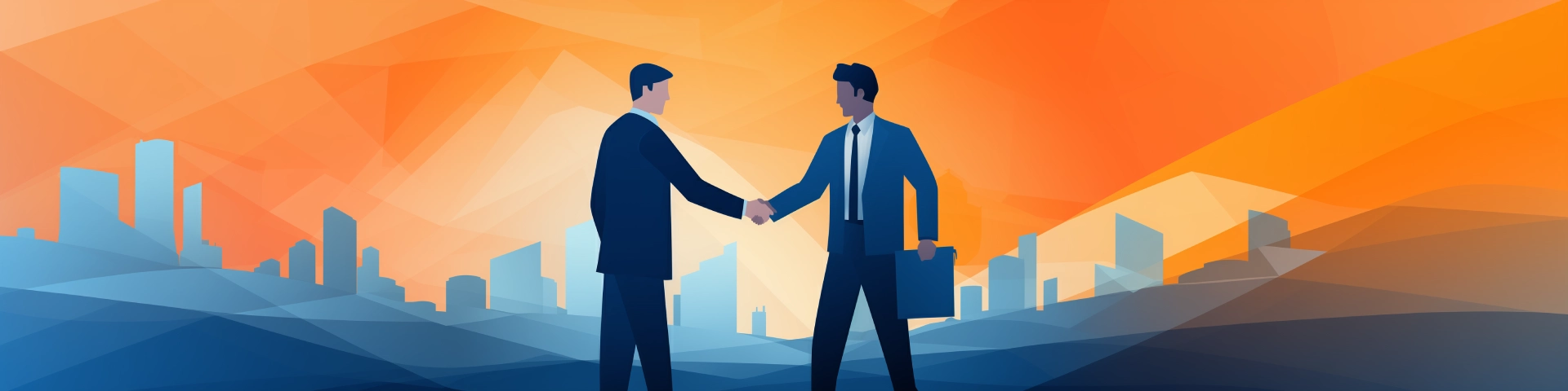 Two people shaking hands cartoon drawn