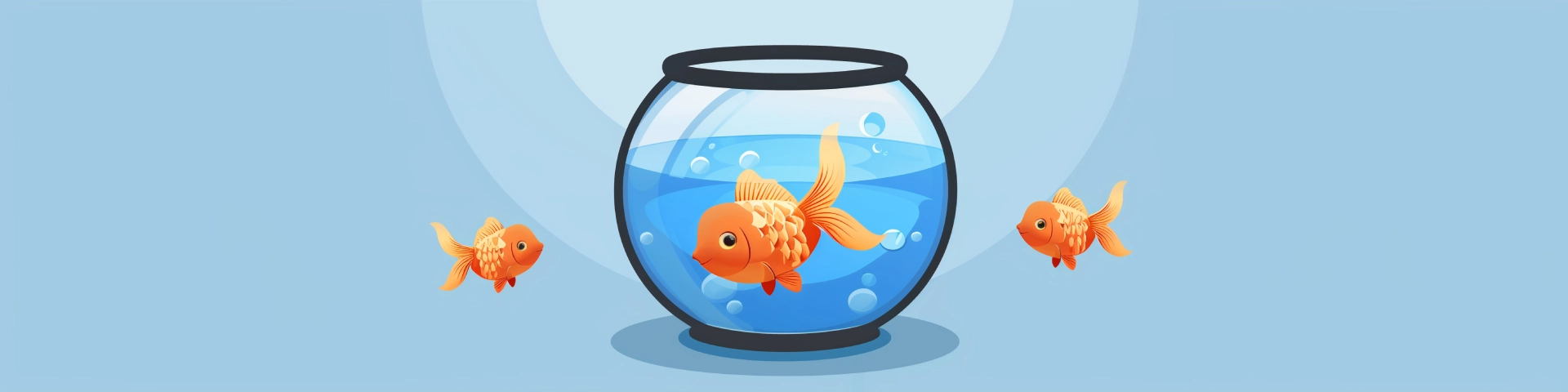 Goldfish in a fishbowl cartoon banner