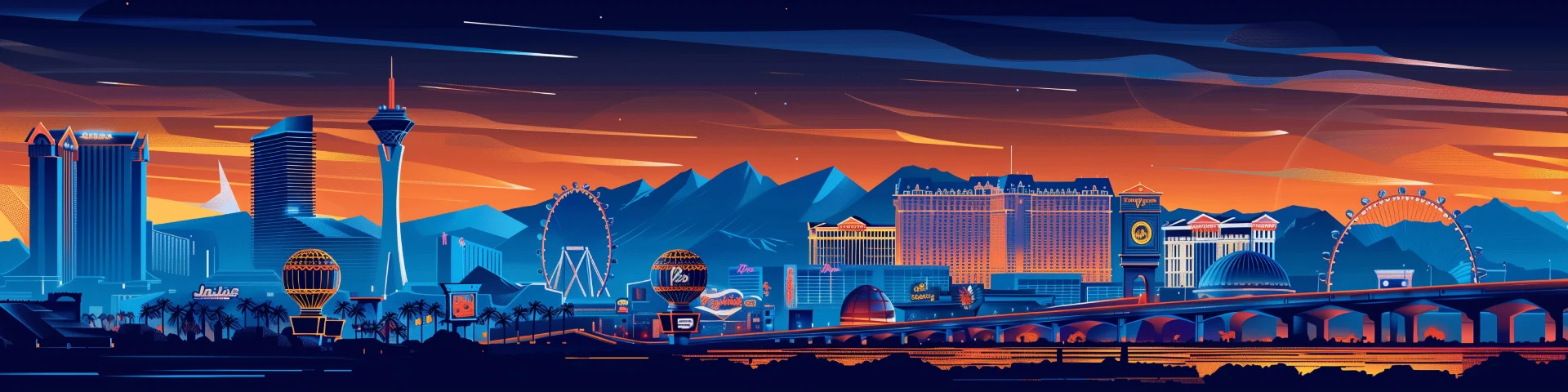 Las Vegas cartoon drawn skyline
