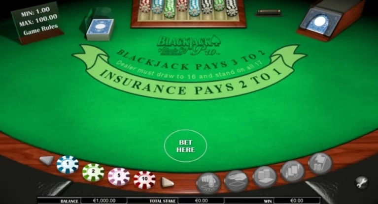 A screenshot of atlantic city blackjack game