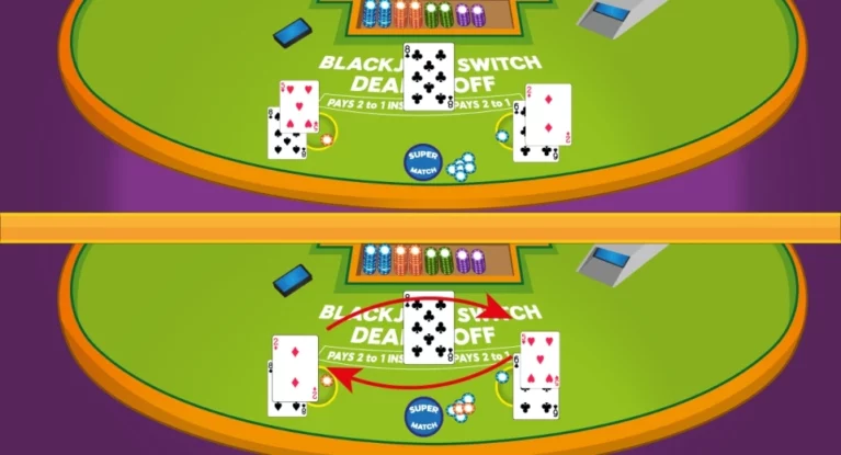 A screenshot of blackjack switch game