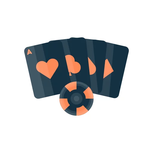 Hand of cards with casino chip
