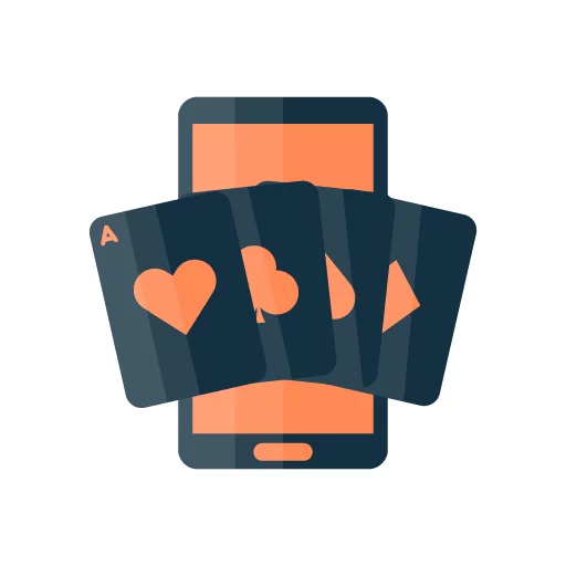 Mobile phone with hand of cards above mobile gambling